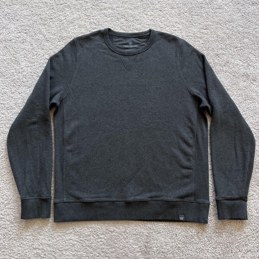 Mack Weldon Sweatshirt Mens Large Gray Pullover Fleece Crewneck Logo Solid Basic